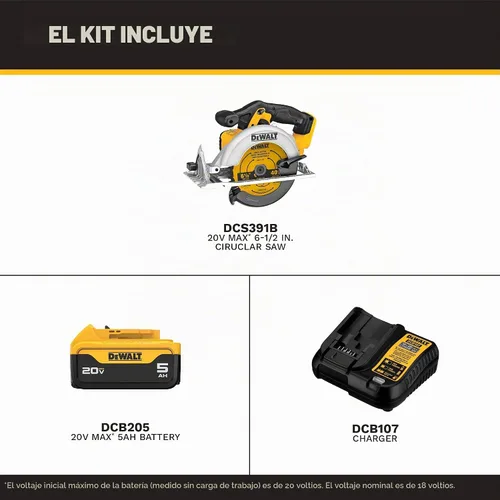 Vista 2 de DEWALT DCS391P1 Kit de sierra circular con batería de iones de litio 20V MAX