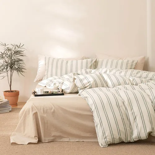 Vista 11 de DONEUS Juego de funda de edredón a cuadros 100% algodón lavado como lino súper suave y cómodo, juego de ropa de cama de 3 piezas a cuadros negros