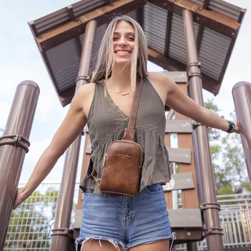 Vista 2 de INICAT Pequeñas bolsas cruzadas para mujer, de cuero vegano, para teléfono celular, riñoneras para mujeres y hombres