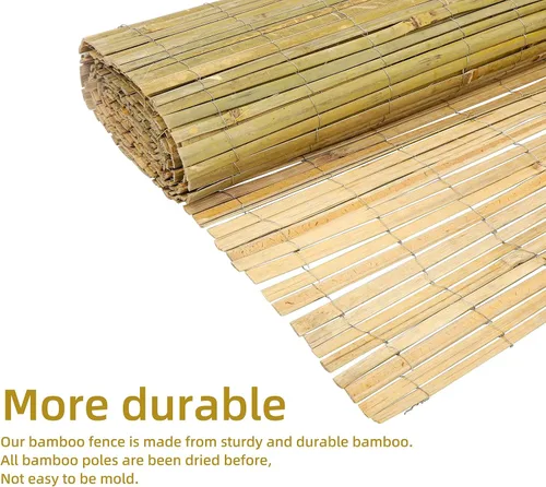 Vista 2 de Rejilla de Listones de Bambú Natural, Panel de Valla de Bambú de 4 Pies x 13 Pies para Valla de Privacidad de Jardín para Interior o Exterior