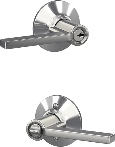 Vista 52 de Schlage F51A LAT 716 Latitude - Manija de puerta con bloqueo de entrada con llave, en acabado de bronce envejecido