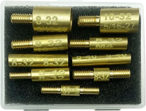 Vista 3 de Adaptadores de montaje de varilla de limpieza de pistola 9 piezas Pack 5-40 8-32 10-32 5/16-27 M4 Hilos en macho o hembra