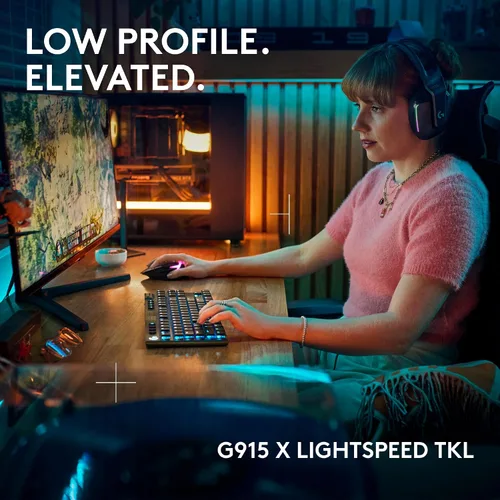 Vista 2 de Logitech G 915 X Lightspeed TKL Teclado mecánico inalámbrico para juegos, teclas PBT de doble disparo, teclas totalmente programables, teclados RGB