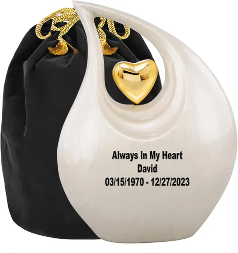 Vista 9 de Urna de recuerdo personalizada para cenizas humanas – Urna conmemorativa de diseño de corazón, pequeña urna de cremación, urna funeraria