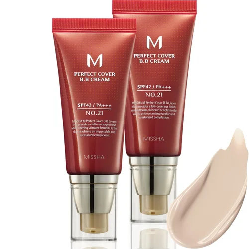 Vista 15 de MISSHA M Perfect Cover BB Cream No 31. Beige dorado - Medio/bronceado con subtono neutro SPF 42 PA +++ 1.69 fl oz - Hidratante teñido con SPF