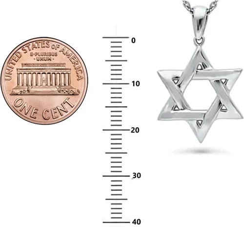 Vista 3 de 925 Sterling Silver Star of David Pendant Necklace For Unisex, Interlocking Magen David Pendant, Estrella de David, Ancient Religious Judaica Amulet