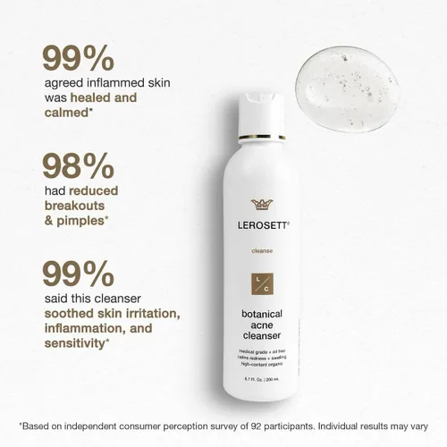 Vista 7 de LEROSETT Limpiador botánico para acné, gel espumoso para piel propensa al acné, vegano, puntos negros y grasos, 50% aloe calmante, 2% ácido