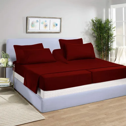 Vista 12 de Juego de sábanas divididas de 5 piezas de 800 hilos para cama ajustable (2 piezas, 1 sábana plana y 2 fundas de almohada) 100% algodón egipcio