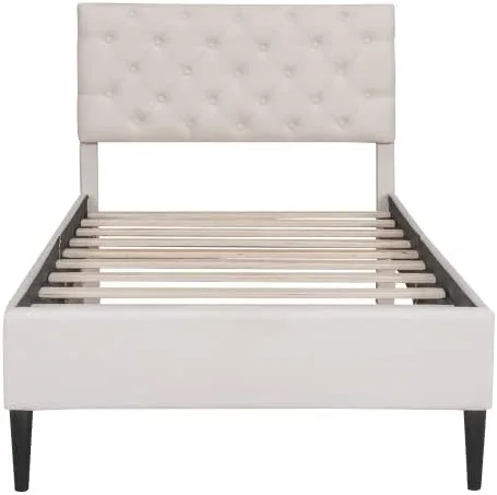 Vista 6 de Marco de cama de plataforma de tamaño individual, marco de cama tapizado de lino de diseño moderno con cabecera copetuda, cama de almacenamiento