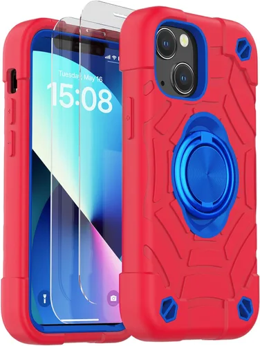 Vista 26 de KCJ Funda para iPhone SE 2022/2020, iPhone 8/7/6/6S, con [2×Protectores de Pantalla][Soporte de Anillo] Silicona Suave+PC Duro Protección Completa