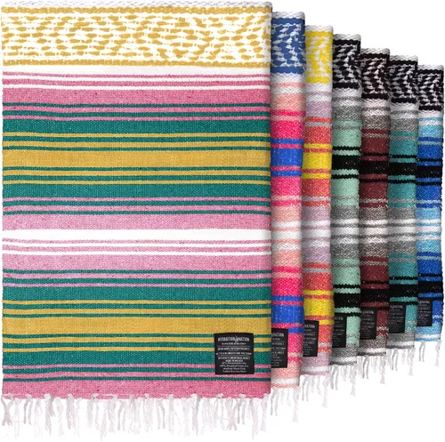 Vista 14 de Hydration Nation Auténtica manta mexicana extra grande (70 x 50 pulgadas), yoga tejida a mano, serape, falsa artesanal, playa, campamento, picnic