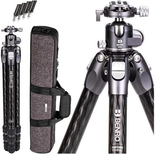 Vista 11 de Benro Tortoise CF Serie 2, trípode de 4 secciones con cabezal híbrido FS36PRO