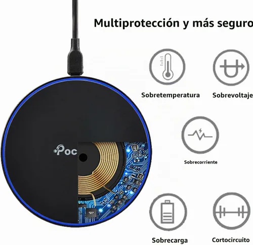 Vista 4 de Pocxwa Cargador inalámbrico para Samsung iPhone LG, almohadilla de carga inalámbrica rápida