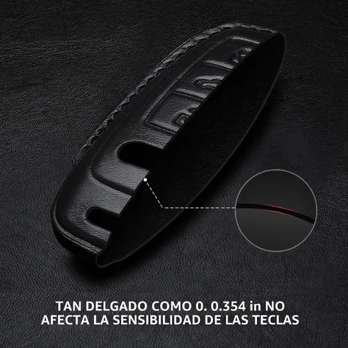 Vista 4 de Tukellen Funda de Cuero para Llavero de Audi con Cadena de Llaves, Protector de Funda de Cuero Compatible con Llavero Inteligente sin Llave 2019