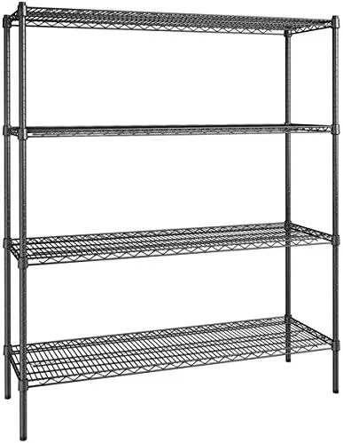 Vista 88 de Kit de 4 estantes de epoxi verde NSF de 21 x 72 pulgadas con postes de 86 pulgadas, estantería de almacenamiento resistente, kit de estantería