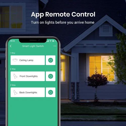 Vista 9 de BroadLink Interruptor de luz inteligente, no requiere cable neutro, un solo polo con aplicación y control de voz, interruptor temporizador táctil