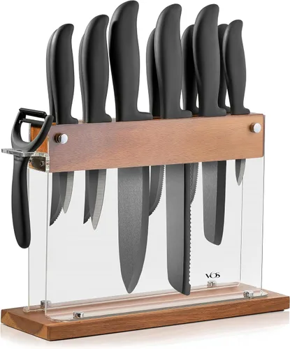 Vista 13 de Vos Juego de cuchillos de cerámica con pelador, juego de cuchillos de cerámica para cocina, juego de cuchillos de cocina ultra afilados con fundas