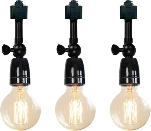 Vista 14 de Paquete de 1 unidad de diseño retro E26/E27 con base de título ajustable, ángulo de título rotado, sistema H, mini iluminación de cabeza de pista
