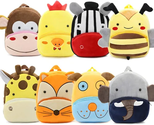Vista 9 de Ladyzone Mochila para niños pequeños con diseño de animales del zoológico, bonita bolsa de felpa de dibujos animados de 10 pulgadas para niños