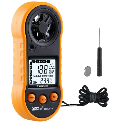 Vista 8 de Anemómetro digital de velocidad y temperatura del viento, medidor de viento de mano para disparar, windsurf, caza, color gris