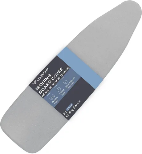 Vista 10 de VividPaw Funda y almohadilla para tabla de planchar, tamaño estándar 15"x54", acolchado grueso, borde elástico, revestimiento de silicona