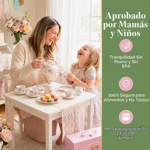 Vista 6 de Giggle & Honey® White Floral Tea Party Set for Little Girls