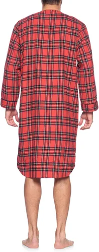 Vista 3 de Ashford Brooks - Camisa de dormir larga de franela con cuadros y cuello henley para hombre