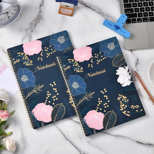 Vista 5 de Cuaderno rayado - Diario rayado, 8.5 x 10.5 pulgadas, cuaderno en espiral con 110 páginas (55 hojas), papel grueso, bolsillo trasero, perfecto