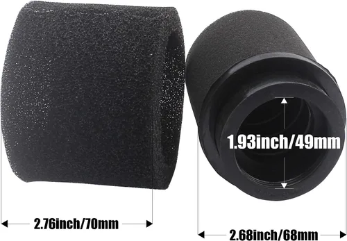 Vista 3 de 2 unidades universales de 1.890 in 1.929 in 1.969 in negro doble espuma filtro de rendimiento para 50cc - 90cc 110cc 125cc ATV Quad Scooter Go Kart