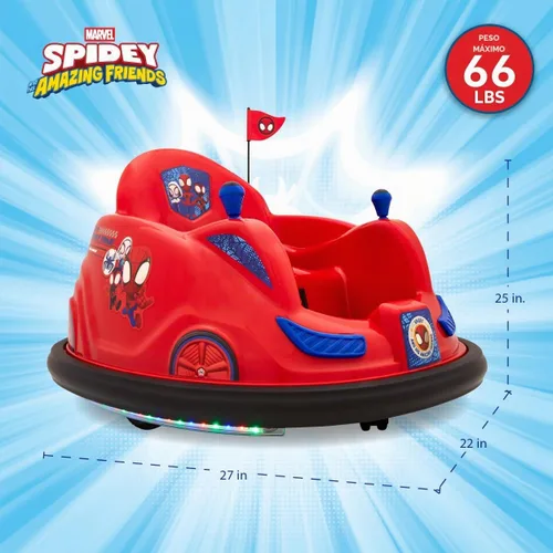 Vista 5 de Flybar 6V Marvel Spidey Coche Chocón Montable - Juguetes al Aire Libre, Coche de Bebé, Juguetes para Niños Pequeños, Coches Chocones, con Giros