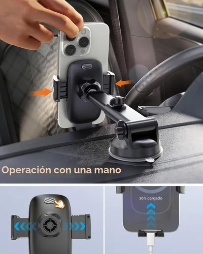 Vista 7 de pop-tech Soporte de teléfono para automóvil, [succión de grado militar] Soporte universal para teléfono celular para la ventana del parabrisas
