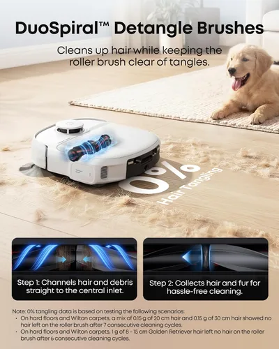 Vista 4 de eufy C28 - Combo de aspiradora y trapeador robot blanco 2026, succión de 15,000 Pa, mopa con rodillo autolimpiante HydroJet, mejorado desde X10 Pro