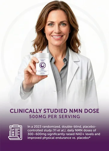 Vista 2 de Lunakai Suplemento NMN fabricado en Estados Unidos de 500 mg - Soporte NAD+ con resveratrol 98%, TMG y pterostilbeno - Mononucleótido