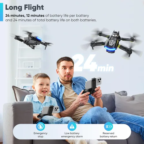 Vista 8 de Dron con cámara, Dual 720HD, Drone para niños con luces frías, control de gestos, disparo vertical, vuelo de punto de referencia, control