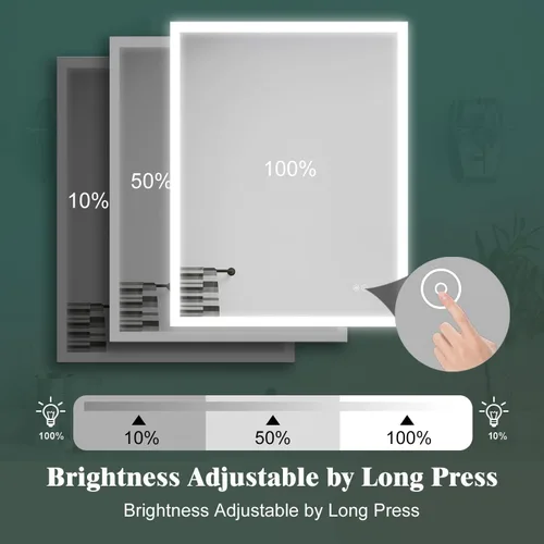 Vista 7 de Espejo de baño LED de 28 x 36 pulgadas, espejo de tocador de baño con luces, retroiluminado e iluminado frontal para baño, espejo iluminado