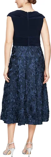 Vista 2 de Alex Evenings - Vestido con largo de té para mujer con detalle de roseta