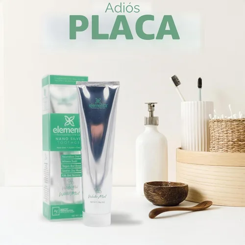 Vista 4 de Elementa Silver Pasta de dientes sin espuma sabor a menta de invierno Gel blanqueador de dientes 5 en 1 de 4 onzas líquidas Formulado por