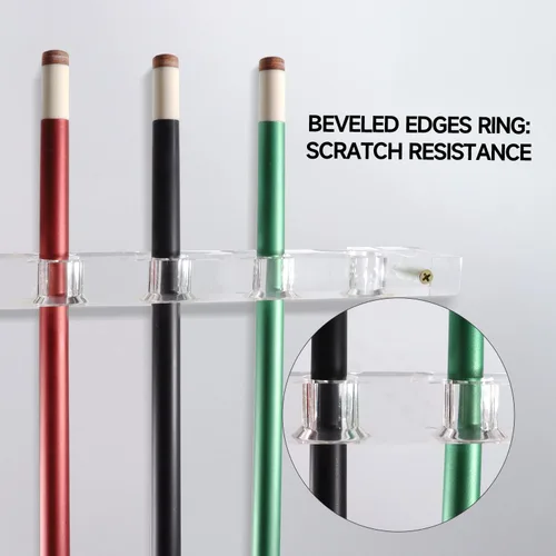 Vista 4 de GSE 2-Piece Wooden Wall Mounted Billiard Pool Cue Rack Holds 6/8/12 Cues Several Colors Available, Pool Stick Holder Only, Space-Saving, Billiard