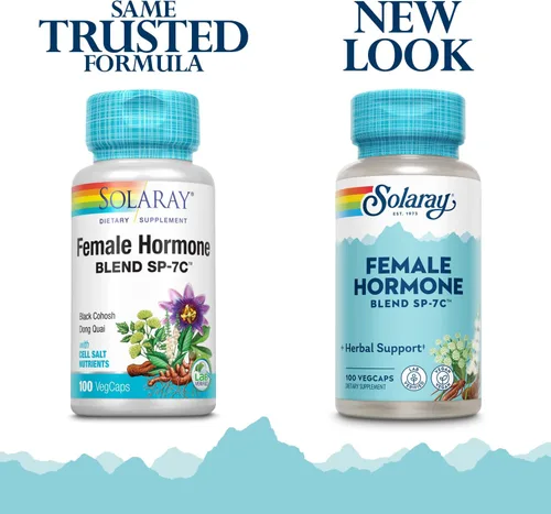 Vista 2 de SOLARAY Mezcla de Hormonas Femeninas SP-7C Con Cimicifuga, Dong Quai, Pasiflora, Yam Silvestre y Más 100 Cápsulas Vegetales, 50 Porciones