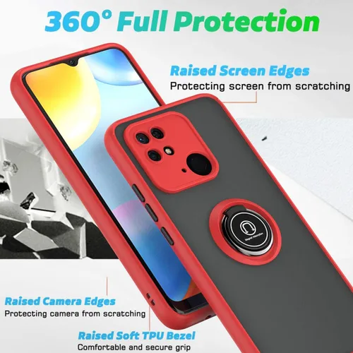 Vista 2 de QUIETIP Funda compatible con Xiaomi Redmi 10C/Poco C40, TPU + PC duro a prueba de golpes, anillo magnético para soporte de coche con protector
