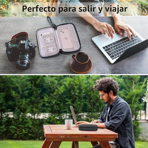Vista 7 de Cables - Organizador de viaje para hombres y mujeres, para organizar y almacenar accesorios tecnológicos, cables electrónicos (negro, PU-M)