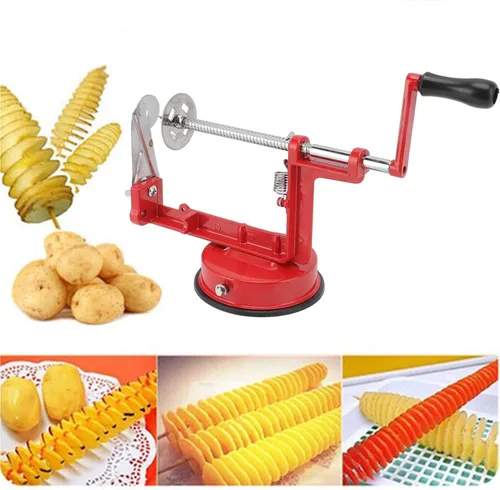 Vista 2 de Cortador manual de patatas de acero inoxidable, cortador de verduras en espiral resistente a la corrosión de acero inoxidable, picador de ensalada