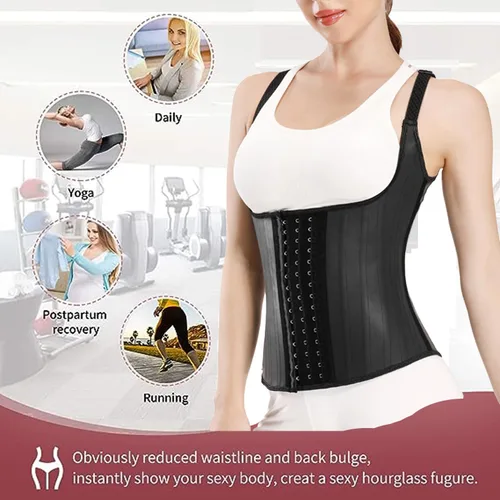 Vista 5 de Entrenador de cintura de látex para mujer, corsé de entrenamiento deportivo bajo el busto, faja moldeadora de reloj de arena