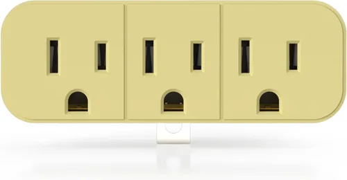 Vista 9 de ELEGRP Extensor de triple salida, pestaña de pared con conexión a tierra de 3 puntas, enchufe adaptador de enchufe múltiple con 3 tomas de corriente
