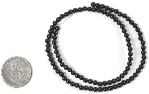 Vista 2 de Black Jet Lignite - Cuentas redondas de cristal curativo de 0.16 pulgadas (0.157 in) para hacer joyas Negro Jet Lignita