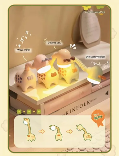 Vista 8 de Luz Nocturna de Jirafa Fantasee USB Recargable para Guardería y Mesita de Dormir para Niños - Verde