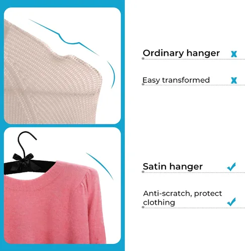 Vista 3 de JS Hanger Percha acolchada para suéteres, perchas extra grandes de 17 pulgadas con cubierta de satén, sin protuberancias de hombro para ropa