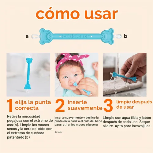 Vista 5 de Oogiebear – Limpiador de oídos y nariz para bebés, Paquete de 1