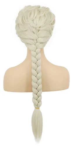 Vista 4 de VGbeaty Peluca larga trenzada beige para mujeres adultas, disfraz de fiesta de cosplay de Halloween (beige)