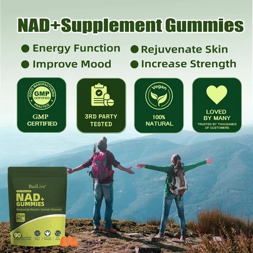 Vista 9 de NAD Gomitas de resveratrol, gomitas liposomales NAD para mujeres con ribósido de nicotinamida, quercetina, trans-resveratrol, antienvejecimiento